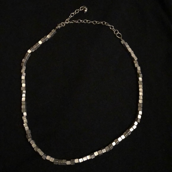 Silver Square Bead Necklace - Picture 2 of 2